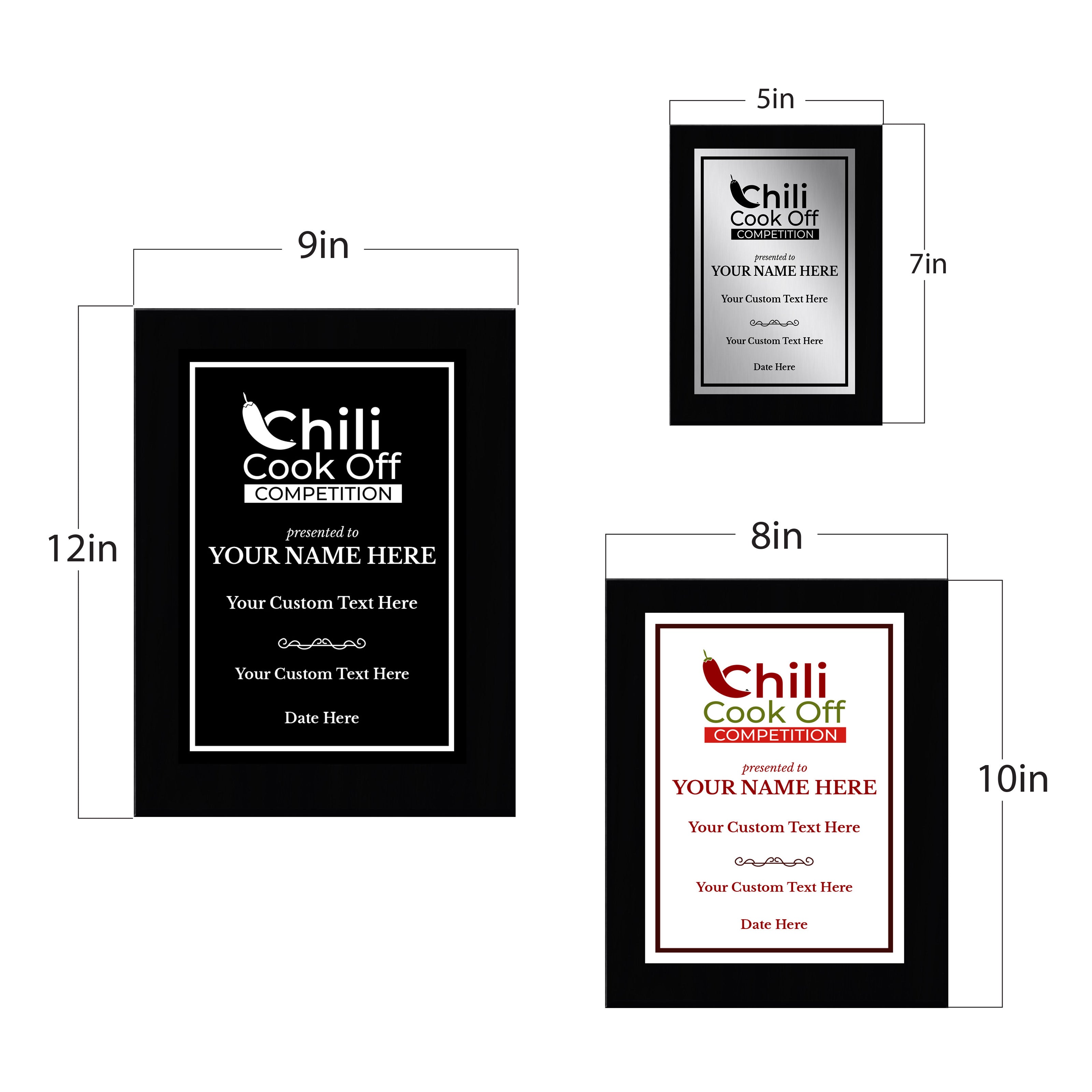 Chili Cook Off Competition Customizable Black Frame Award Plaque | Easel Mount Option | Achievement and Recognition Personalizable Plaques