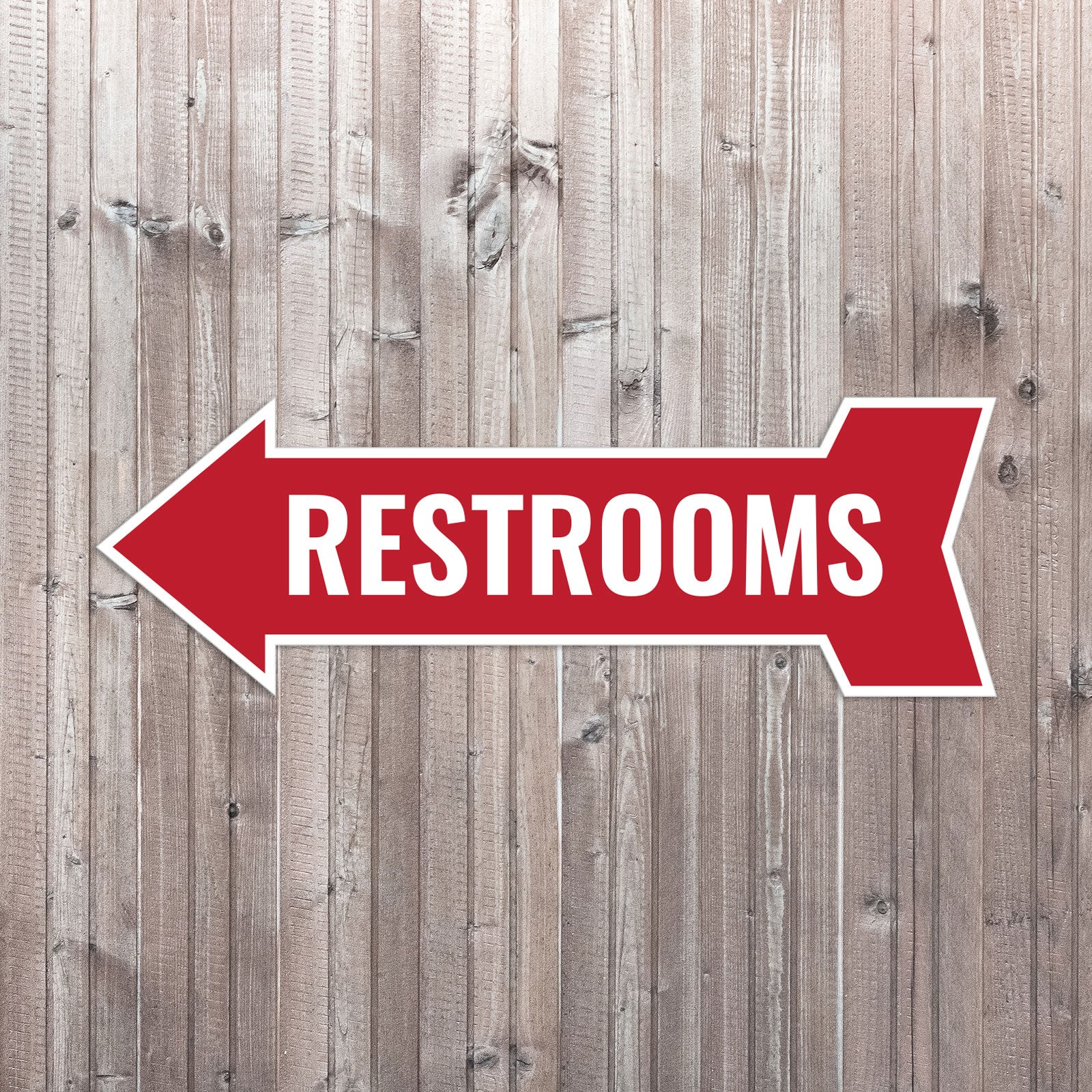 Arrow Shape Restrooms 12x4" Wall or Door Sign | Bathroom Signage