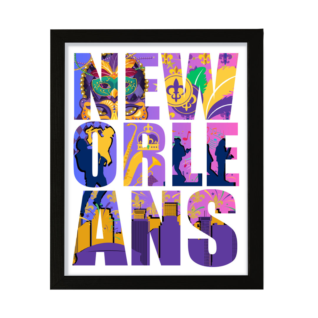 Designs ByLITA New Orleans, Louisiana Inspirational, Wall Print Art | American Cities Stylish Home Decoration (Unframed or Framed)