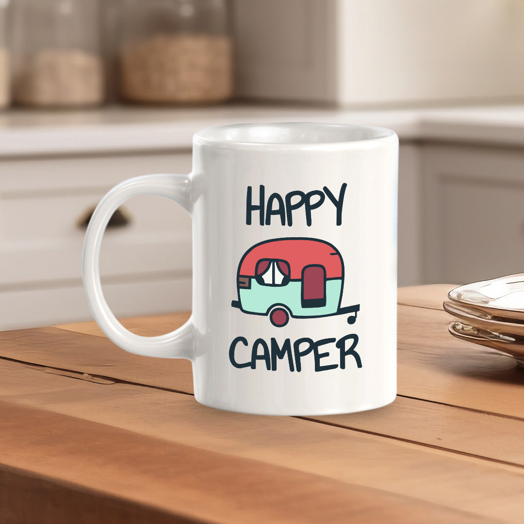 Happy Camper 11oz Plastic or Ceramic Coffee Mug | RV Camper Lifestyle