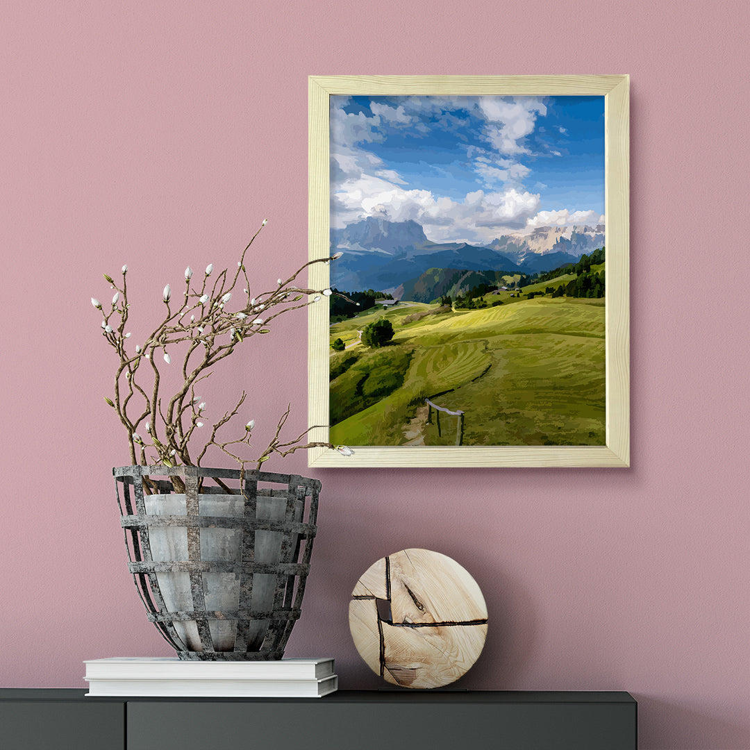 Summer Mountain Valley, Framed Print Sign Easy Installation | Countryside Beauty | Stylish Modern Decoration For The Home and Office