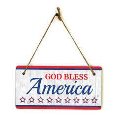 God Bless America 5x10 Hanging Plus Wall or Door Sign | Patriotic Home & Office Decor