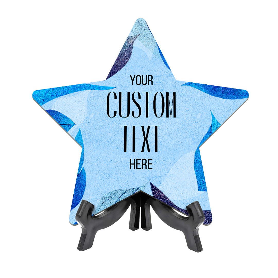 Boho Leaves Personalized Custom Star Shape Table Sign with Acrylic Stand (6 x 5“) | Home or Business Cute Décor Personalized Signs