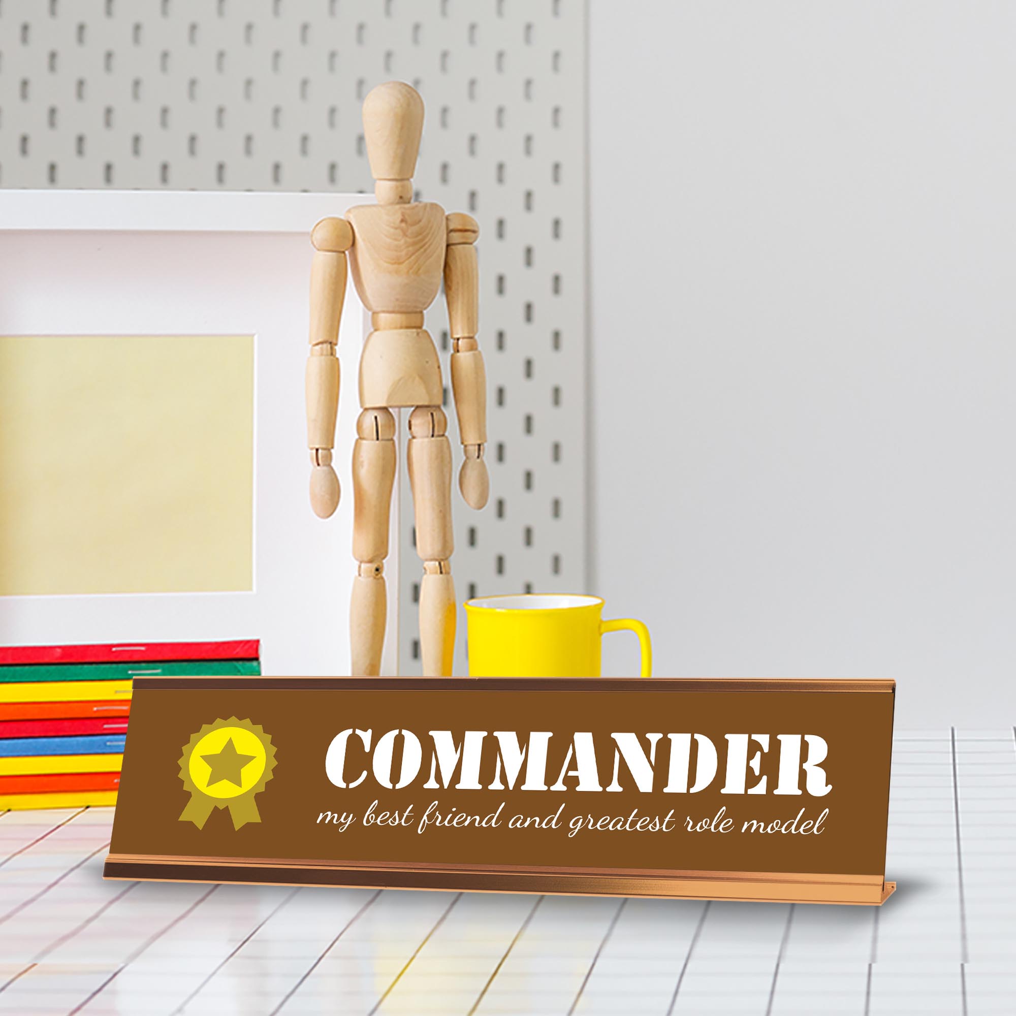 Signs ByLITA Commander, My Best Friend and Greatest Role Model Gold Frame, Desk Sign (2x8")