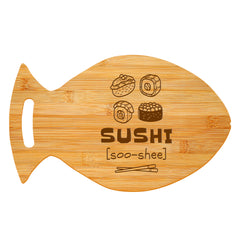 Sushi (Soo-Shee) 14 x 8.5" Fish Shape Cutting Board | Decorative Kitchen Accessory For Sushi Lovers