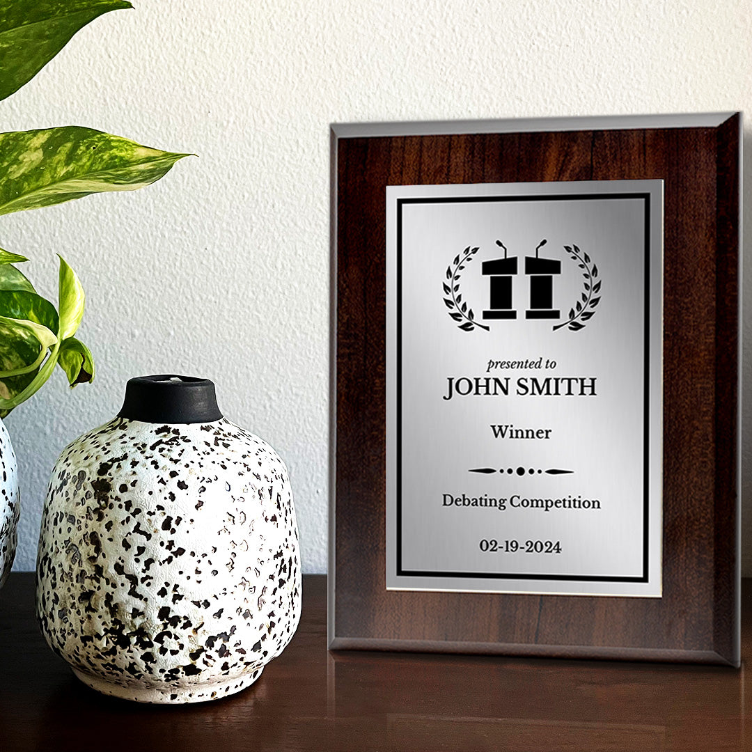 Debating and Model Diplomacy Theme Custom Award Plaque |Easel Mount Option | Achievement and Service Personalizable Plaques