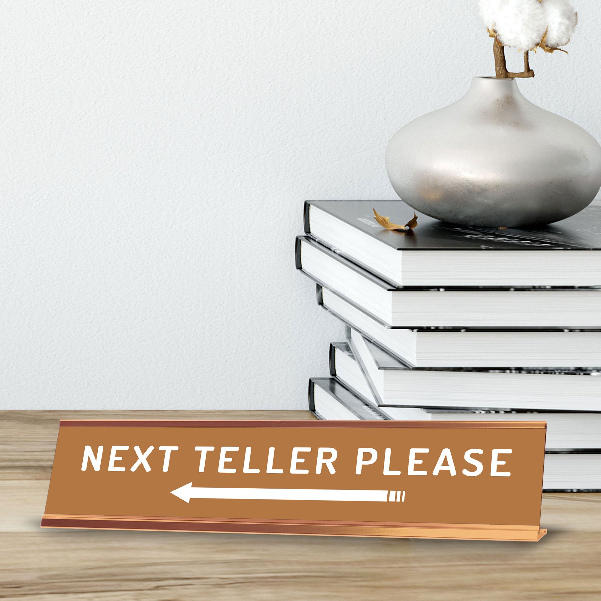 Next Teller Please (Left Arrow) 2 x 10" Desk Sign | Office & Shops