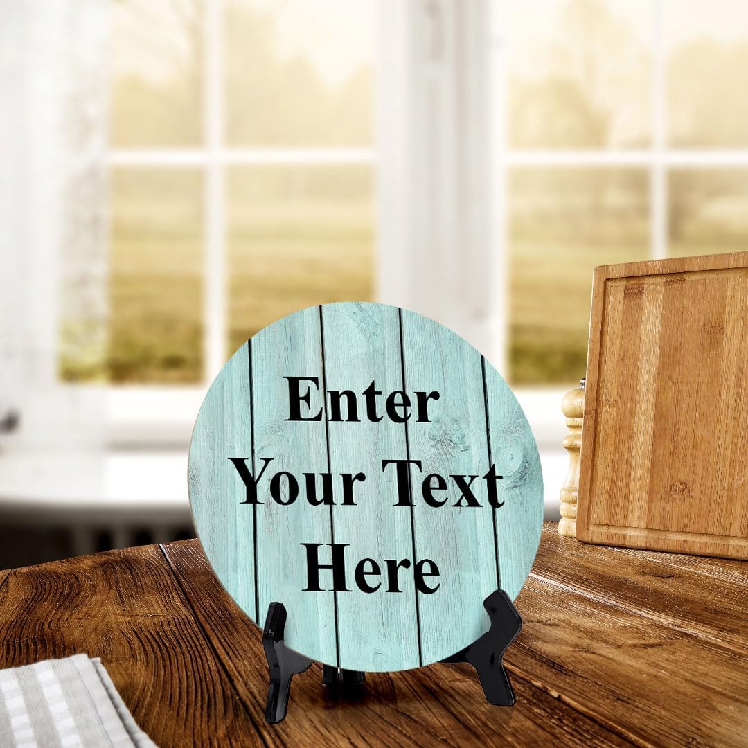 Signs ByLITA Custom Personalized Circle Table Sign (5" x 5") Plain Wood Background | Write Your Own Message | Design Your Sign