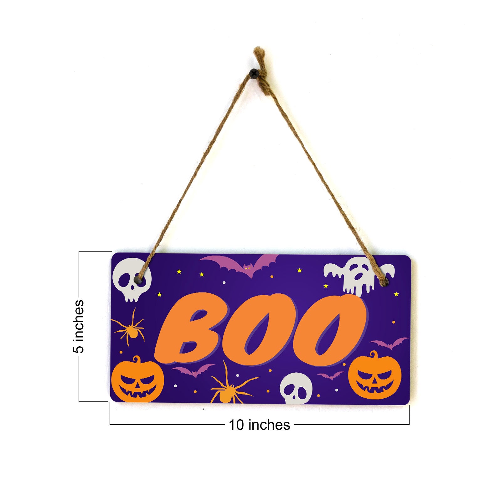 Boo 5x10 Hanging Plus Wall or Door Sign | Rustic Twined | Spooky Halloween Decoration