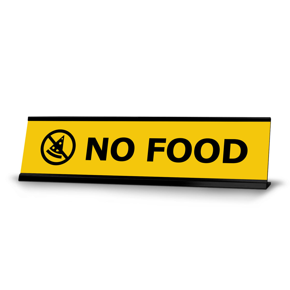 No Food, Yellow Black Frame, Desk Sign (2x8")