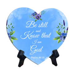 Cute Home Bible Verse Decoration Heart Table Sign (6 x 5") with Acrylic Stand