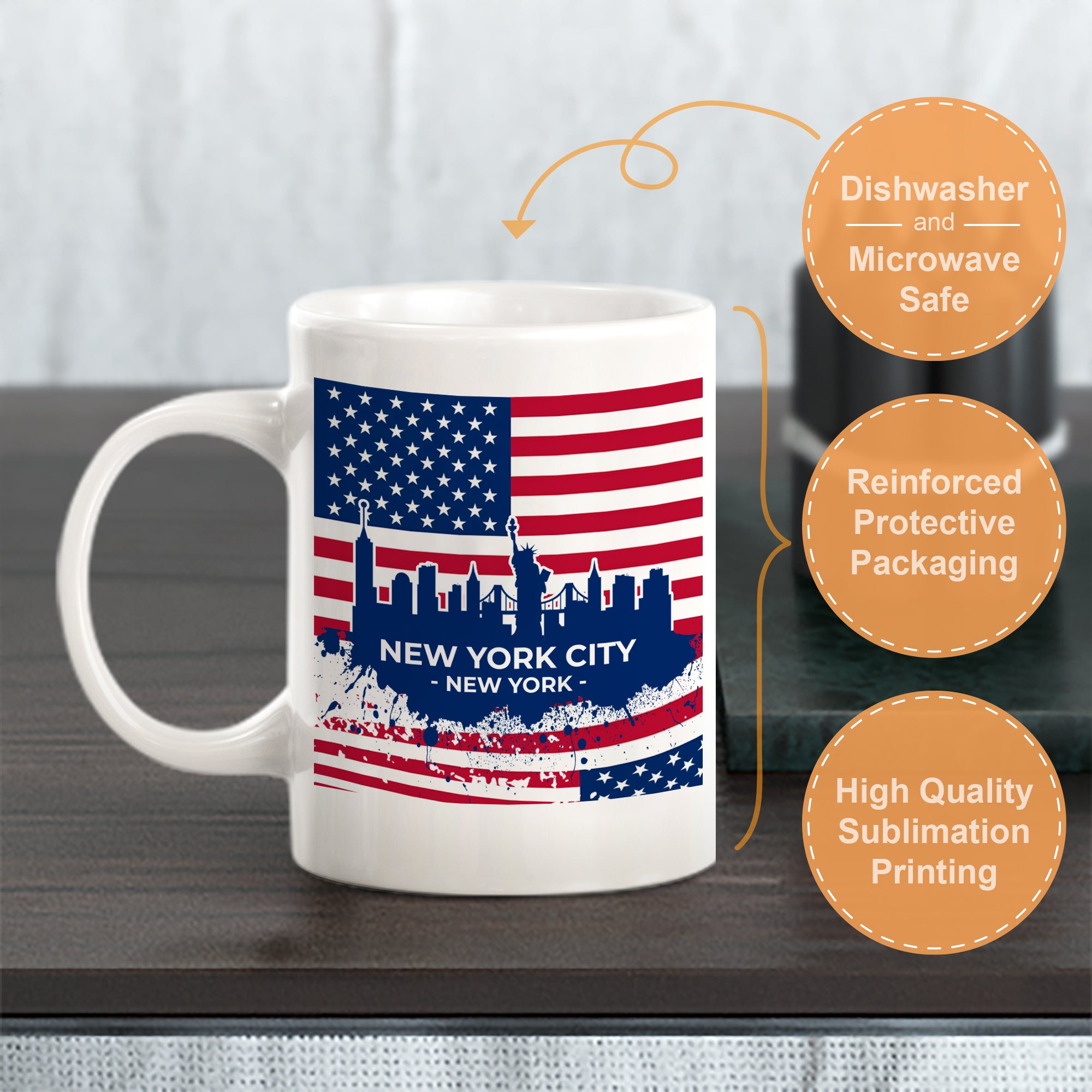 New York City, New York 11oz Plastic or Ceramic Coffee Mug | Office & Home | American Pride