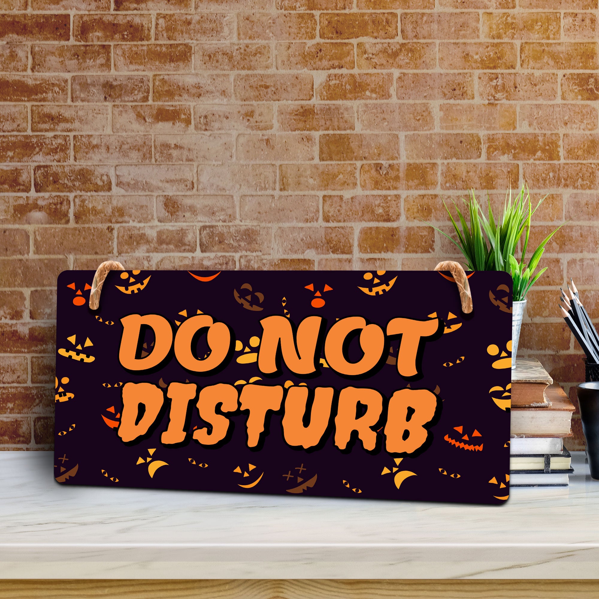 Do Not Disturb 5x10 Hanging Plus Wall or Door Sign | Rustic Twined | Spooky Halloween Decoration