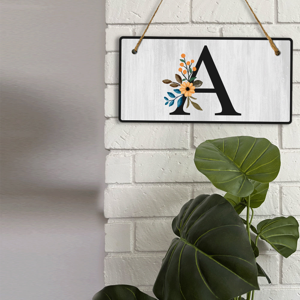 A Flower Decor 5x10 Hanging Wall or Door Sign | Alphabet Letter Room Decoration