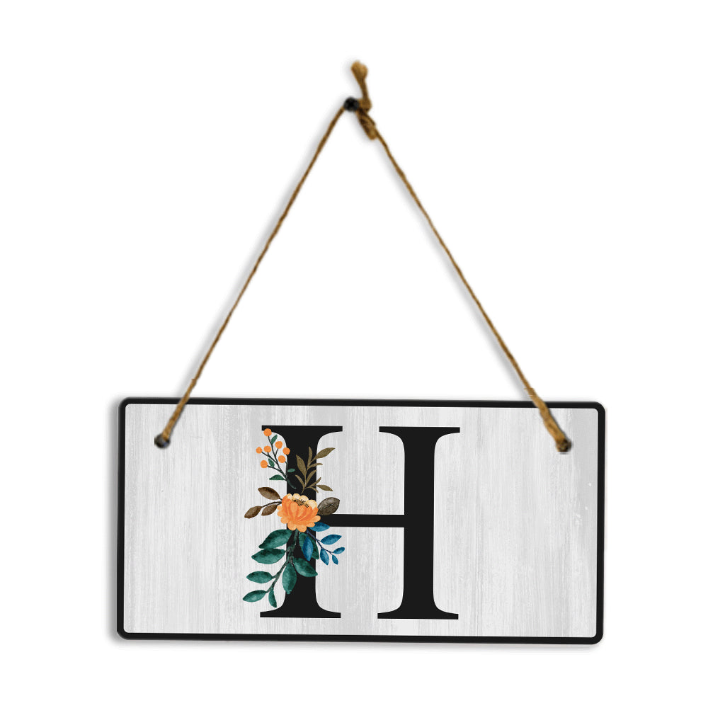 H Flower Decor 5x10 Hanging Wall or Door Sign | Alphabet Letter Room Decoration