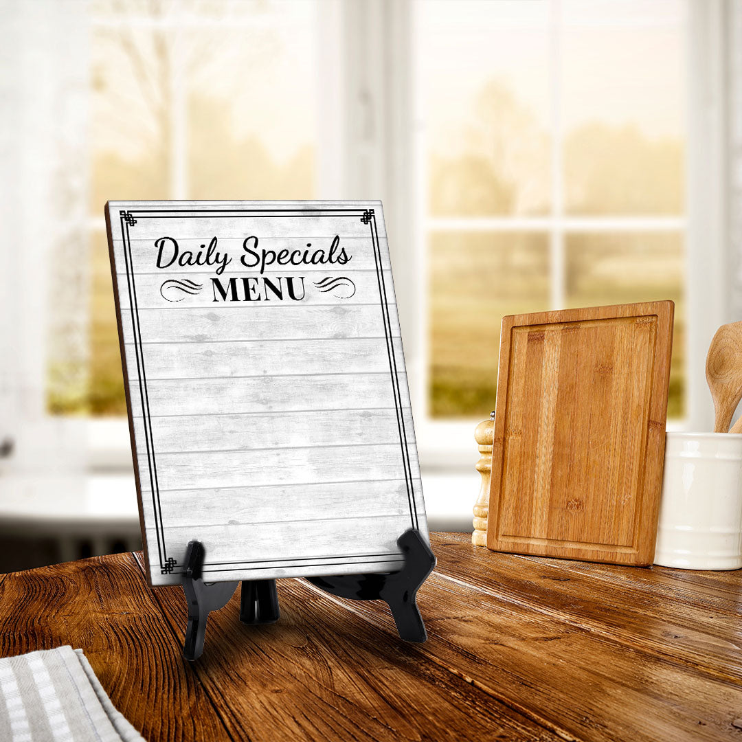 Daily Specials Menu 6x8 Dry Wipe Table Sign Easy Installation | Restaurant & Bar | Perfect To Clearly Direct Customers & Advertise Specials | No Pen Included