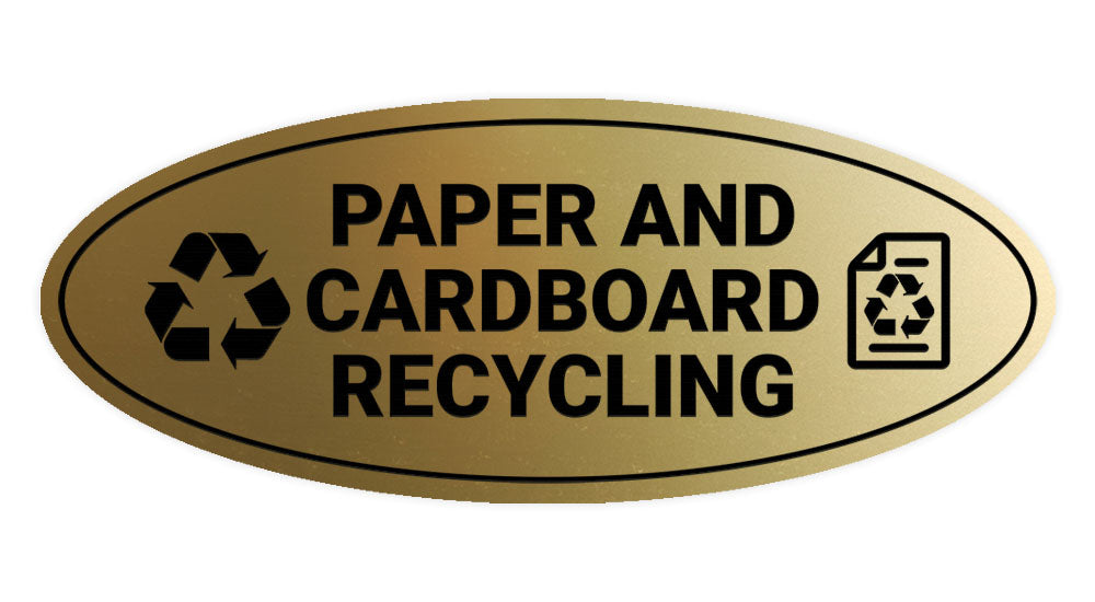 Signs ByLITA Oval Paper and cardboard recycling Sign - Laser-Engraved Lettering | Durable ABS Plastic | Vibrant Colors | Powerful Foam Tape