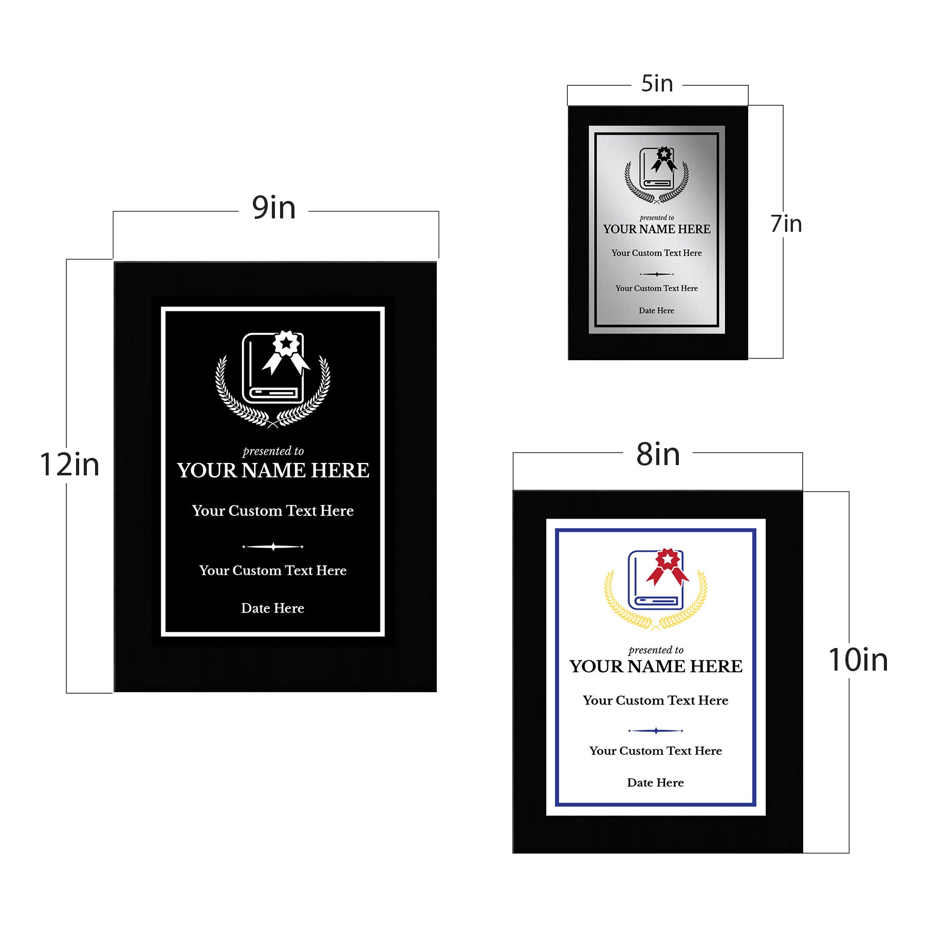 Student Achievement Customizable Black Frame Wooden Award Plaque | Easel Mount Option | Achievement and Recognition Personalizable Plaques