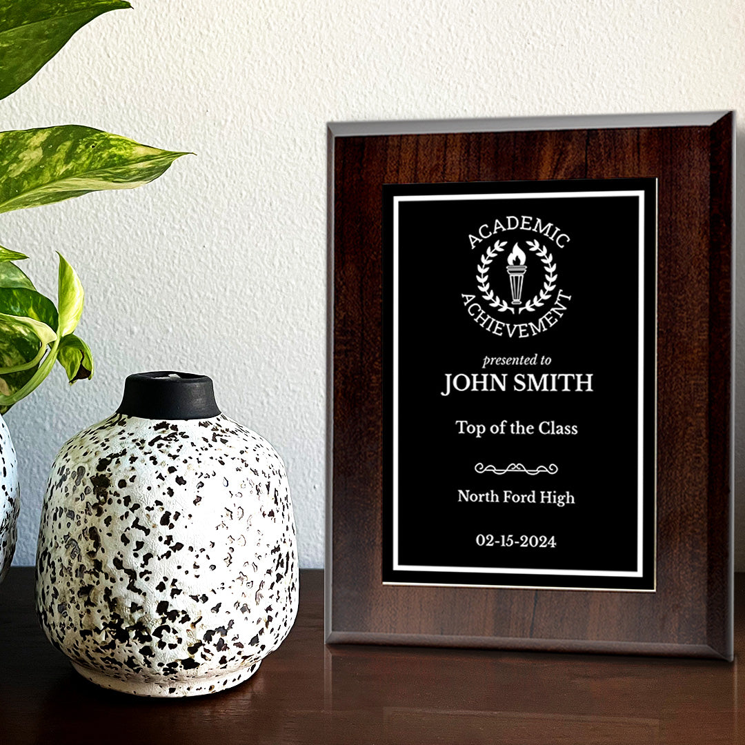 Academic Achievement Customizable Award Plaque |Easel Mount Option | Recognition of Achievement and Service Personalizable Plaques