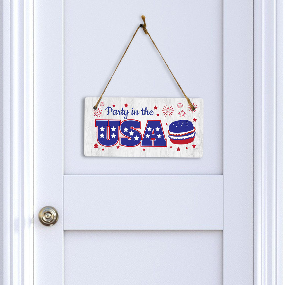 Party In The USA 5x10 Hanging Plus Wall or Door Sign | American Pride