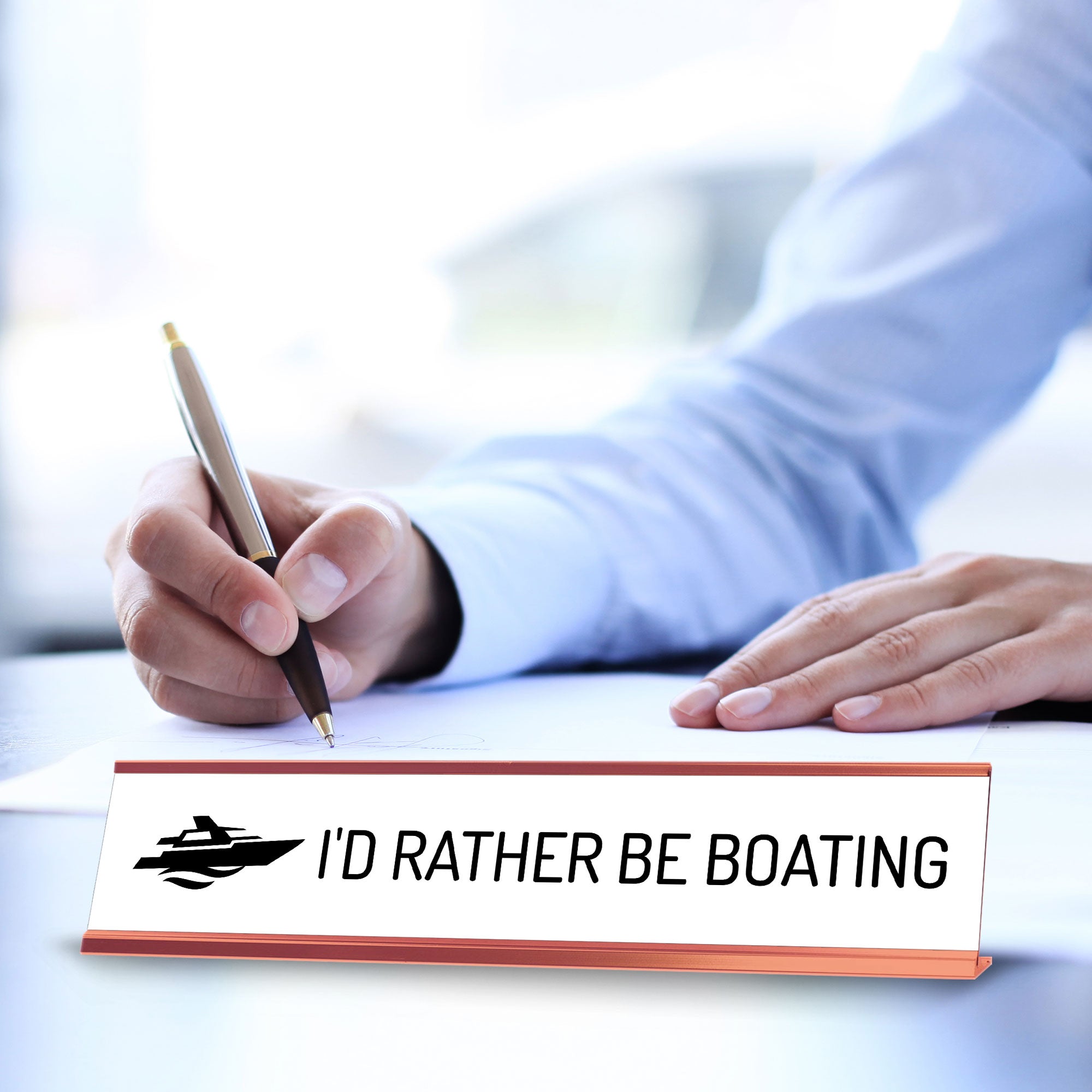 I'd Rather Be Boating Desk Sign (2x10") | Funny Office Decor