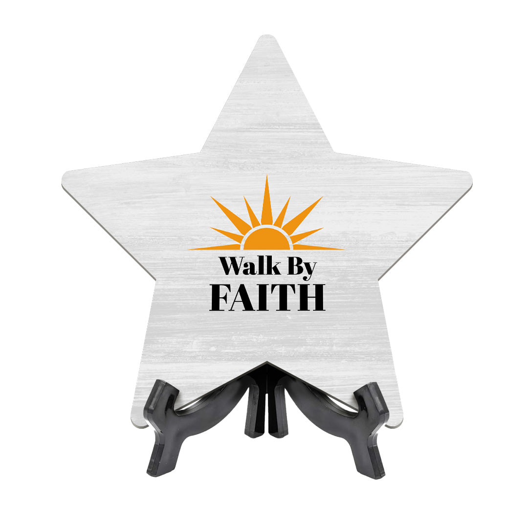 Religious Decor Star Table Sign Premium Sublimated Hardboard | Includes Acrylic Easel Stands | Family And Friends Community | Church Table Sign