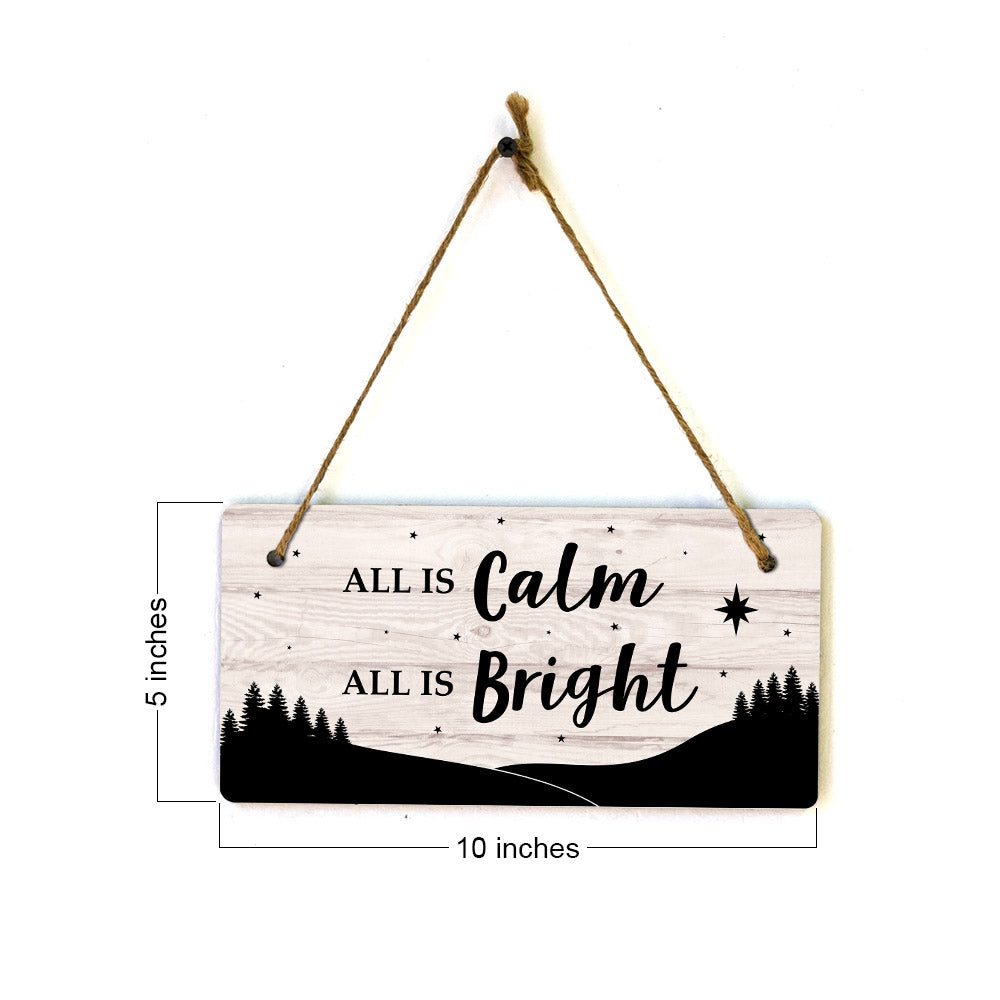 All Is Calm All Is Bright 5x10 Hanging Plus Wall or Door Sign | Christmas Home Decor