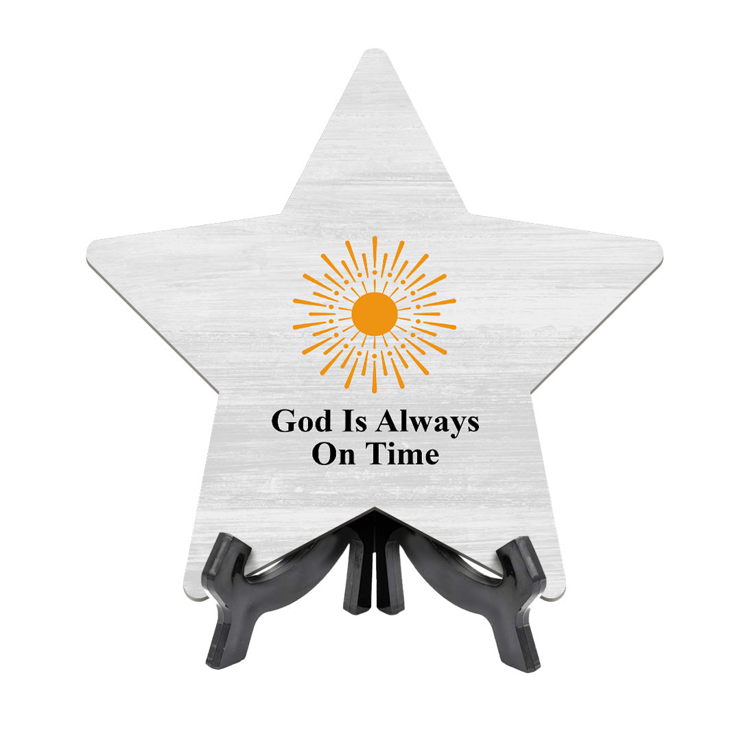 Religious Decor Star Table Sign Premium Sublimated Hardboard | Includes Acrylic Easel Stands | Family And Friends Community | Church Table Sign