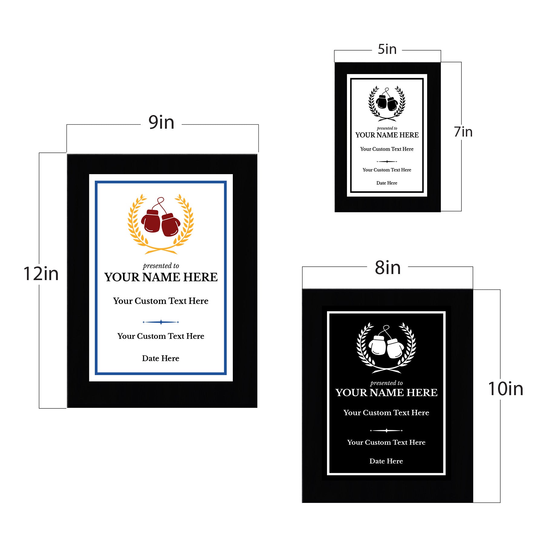 Boxing Customizable Black Frame Wooden Award Plaque | Easel Mount Option | Achievement and Recognition Personalizable Plaques