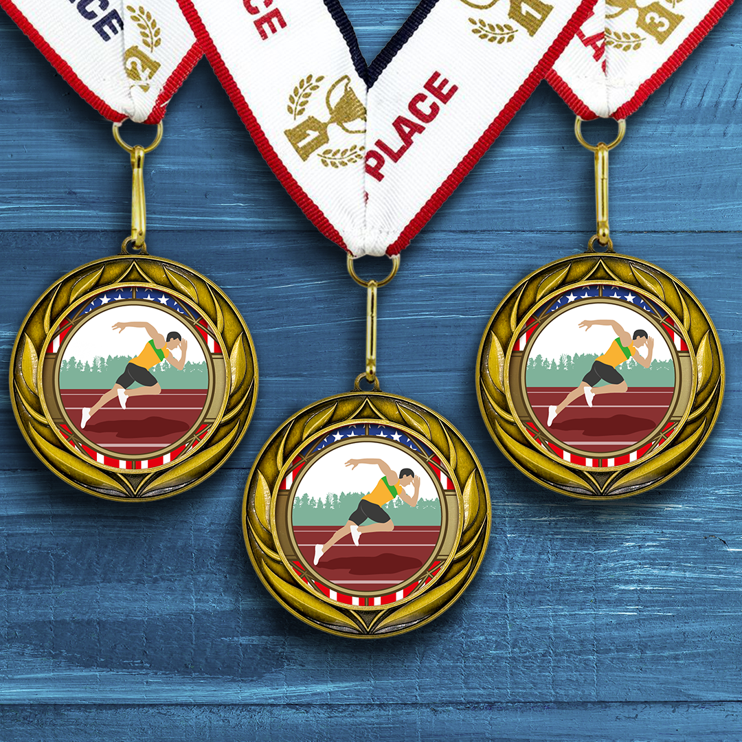 All Quality Wreath Design Track and Field Medal (Male) | Competition | High Quality Metal Medal - 1st, 2nd, 3rd Place