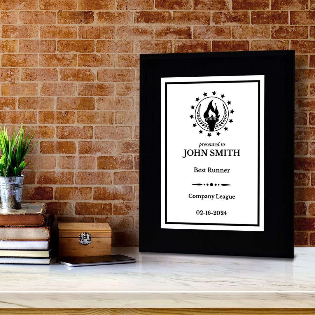 Sport and Athletics Competition Customizable Black Frame Award Plaque | Easel Mount Option | Recognition of Achievement and Service Personalizable Plaques