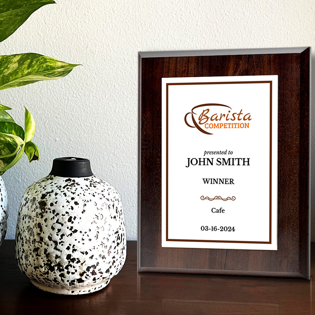 Barista Competition Customizable Award Plaque | Easel Mount Option | Achievement and Recognition Personalizable Plaques