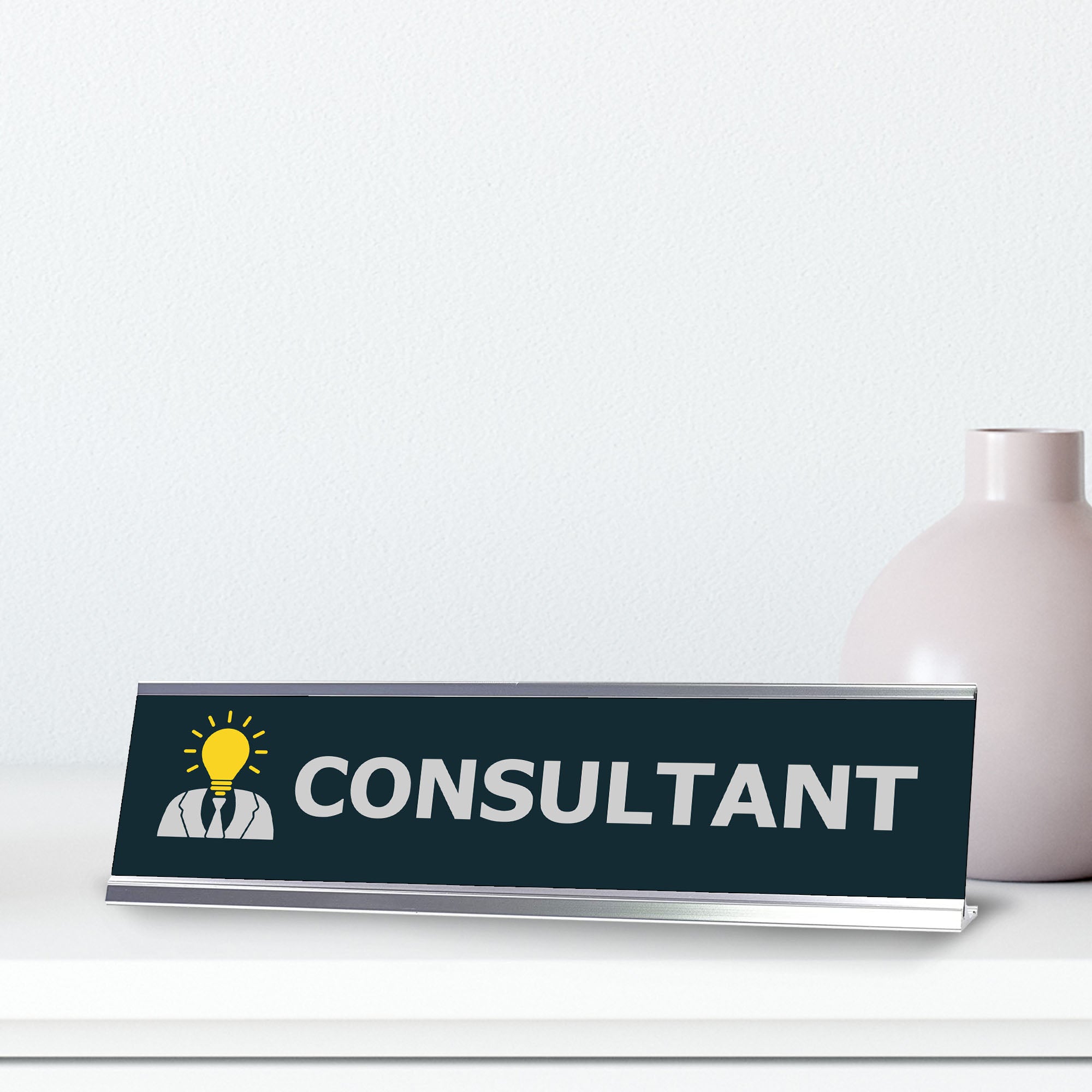 Consultant Bulb, Silver Frame,Desk Sign (2x8")