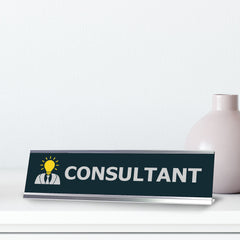 Consultant Bulb, Silver Frame,Desk Sign (2x8")