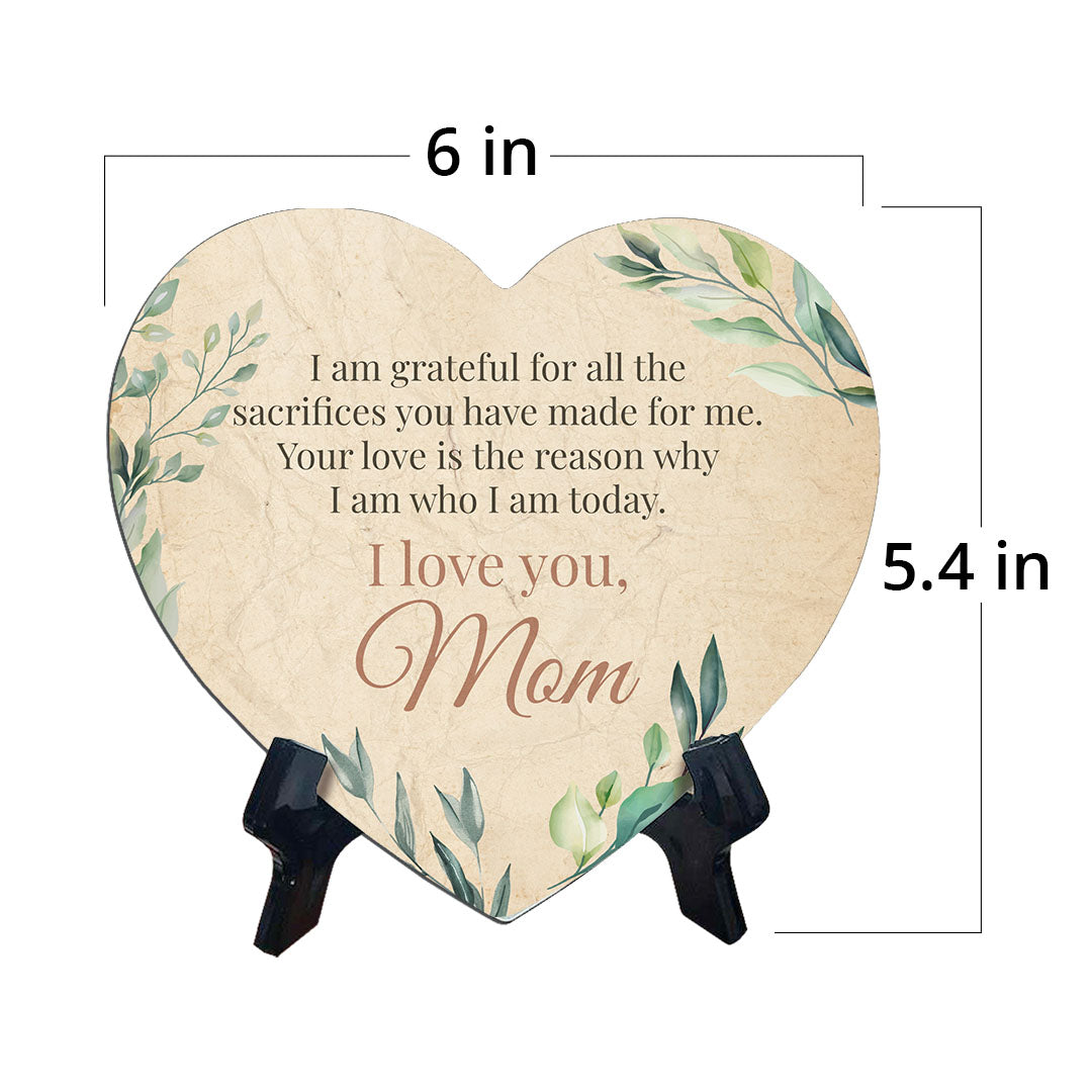 Mother Appreciation Home Decoration Heart Table Sign with Acrylic Stand (6" x 5")