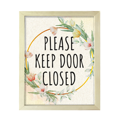 Signs ByLITA Please Keep Door Closed, Floral FRAMED Print Short Term Rentals Guest Signage Hospitality Wall Art