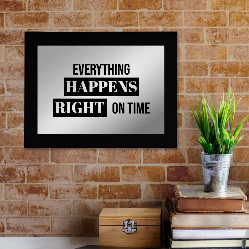 Everything Happens Right on Time Decorative Wall Plaque | Easel Mount Option | Inspirational Affirmation Wall Art