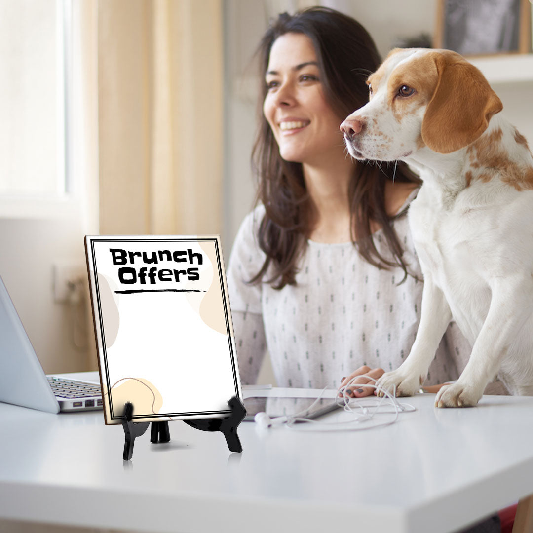 Brunch Offers 6x8 Dry Wipe Table Sign Easy Installation | Restaurant & Bar | Perfect To Clearly Direct Customers & Advertise Specials | No Pen Included