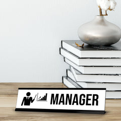 Manager, BW Black Frame Desk Sign (2x8¨)