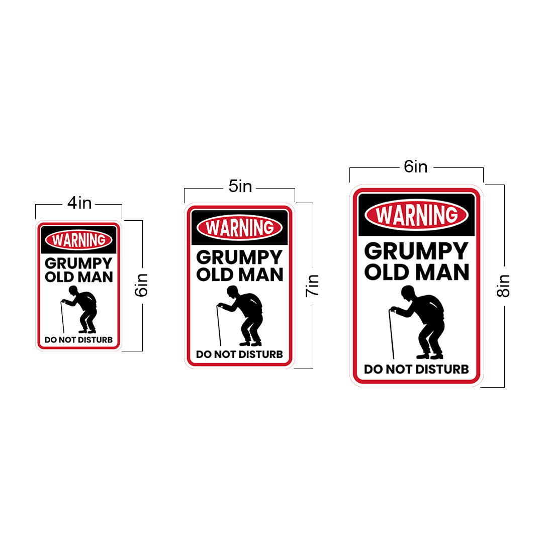 Portrait Round Plus Warning Grumpy Old Man Do Not Disturb Wall or Door Sign | Easy Installation | Funny Novelty Imitation Warning Signs