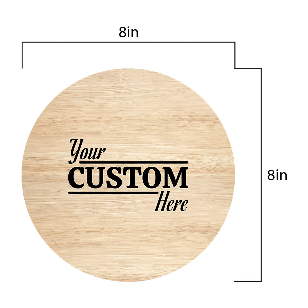 Customizable (8 x 8") Circle Mouse Pad - Wood Texture Design - Add Custom Message or Text