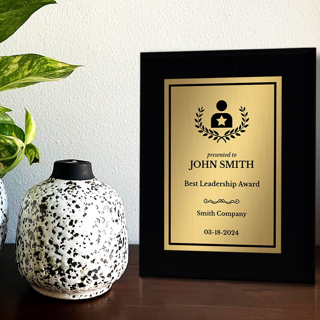 Leadership Customizable Black Frame Award Plaque | Easel Mount Option | Achievement and Recognition Personalizable Plaques