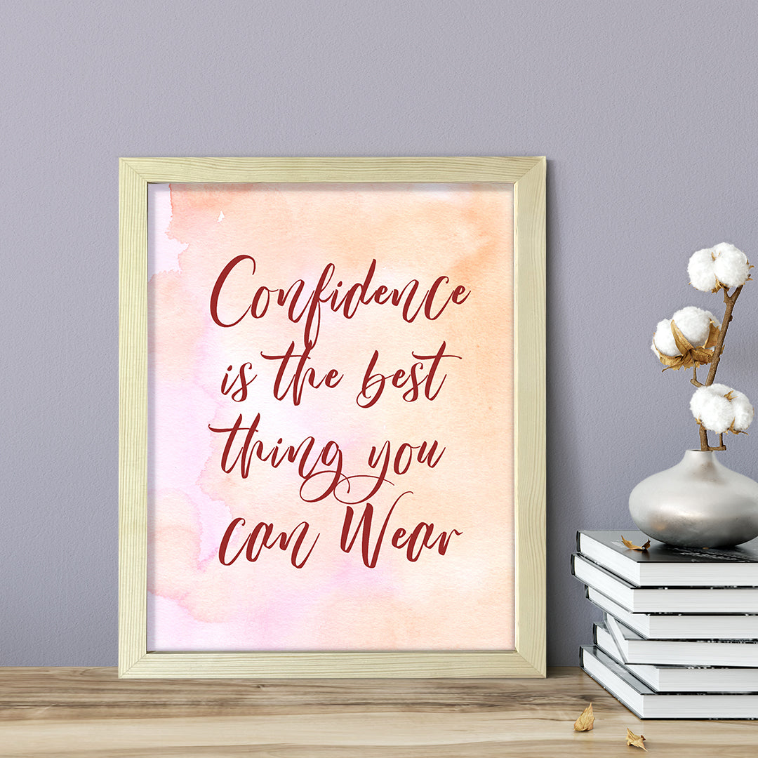 Confidence is the best thing you can wear, Inspirational Watercolor Framed Wall Art