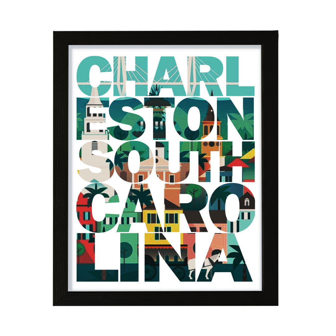 Designs ByLITA Charleston, South Carolina Inspirational, Wall Print Art | American Cities Stylish Home Decoration (Unframed or Framed)