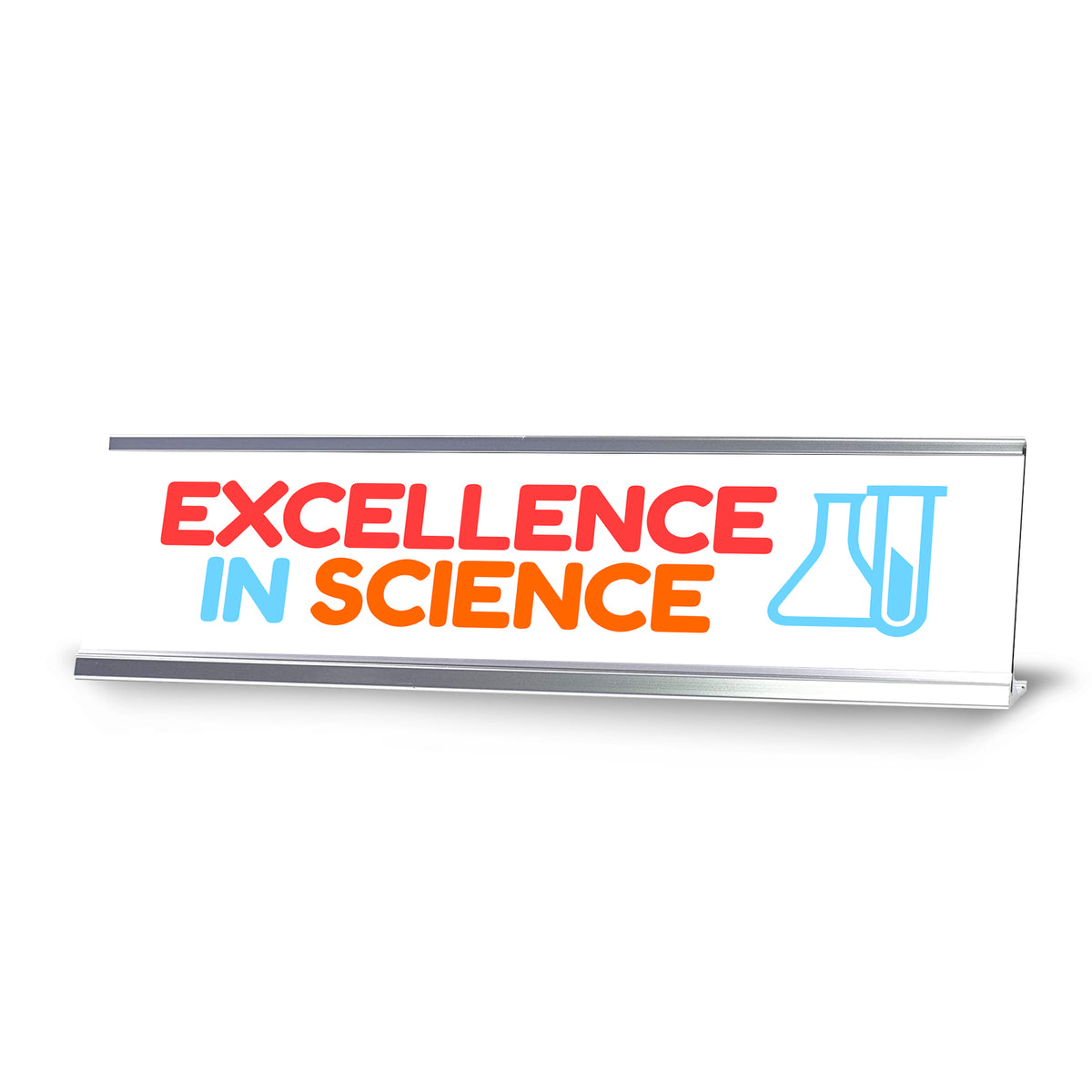 Signs ByLITA Excellence In Science Award, Silver Frame Desk Sign (2x8)