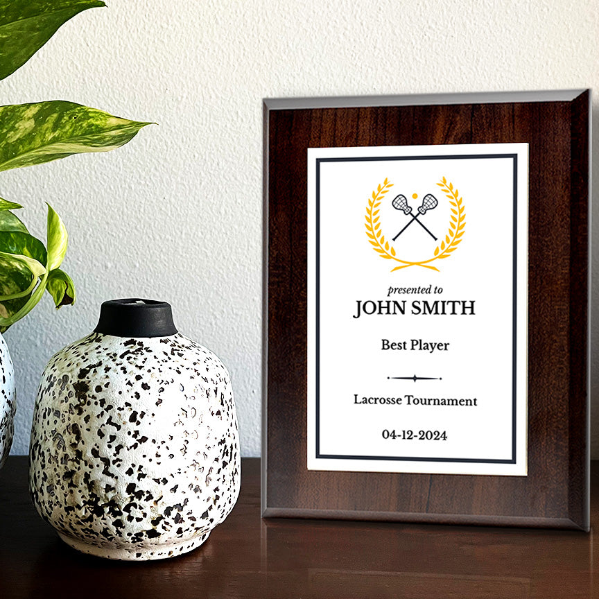 Lacrosse Customizable Wooden Award Plaque | Easel Mount Option | Achievement and Recognition Personalizable Plaques