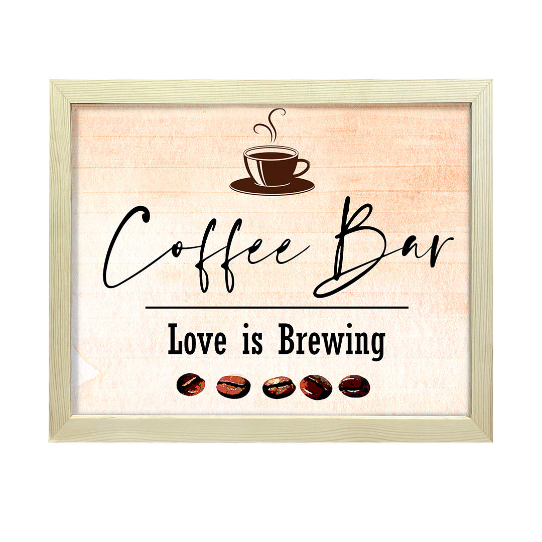 Coffee Bar. Love is brewing, Watercolor Framed Kitchen Wall Art