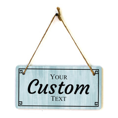 Signs ByLITA Customizable 5 x 10” Square Border Hanging Wall or Door Sign | Rustic Twine | Stylish Personalized Greeting Sign | Home or Business Personalized Signage