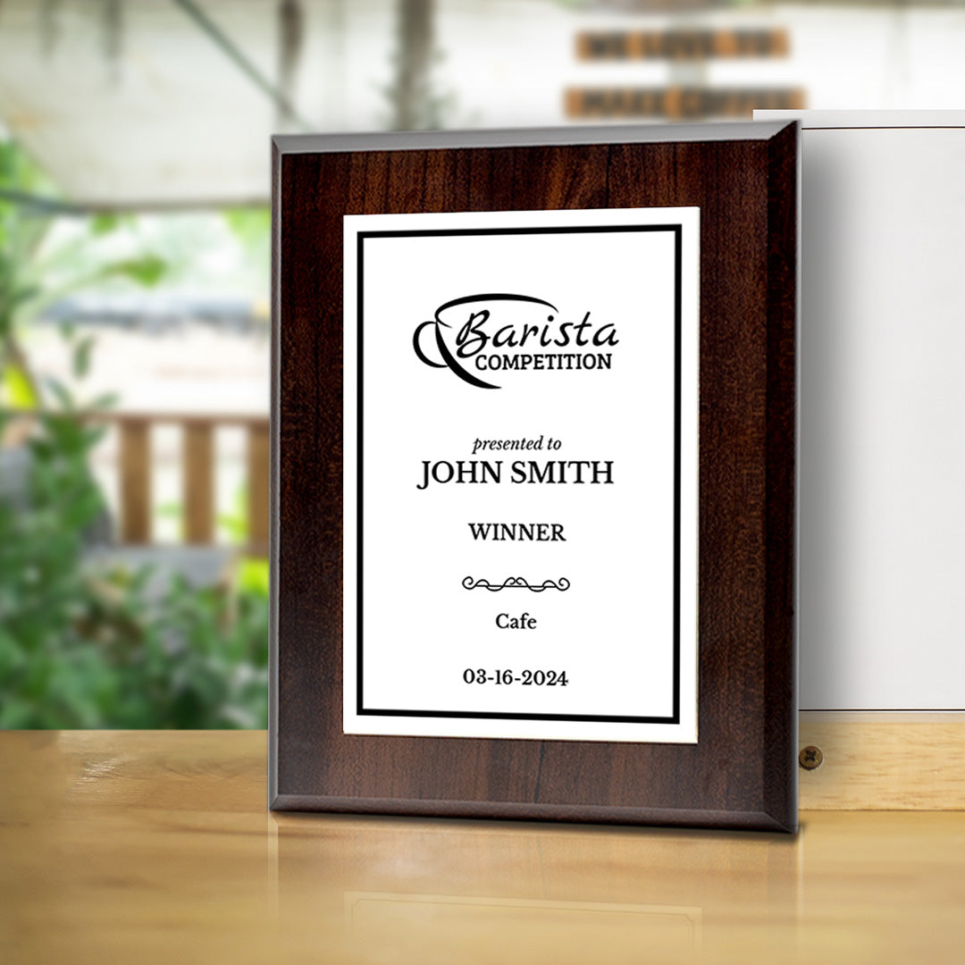 Barista Competition Customizable Award Plaque | Easel Mount Option | Achievement and Recognition Personalizable Plaques