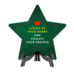 Sign ByLITA Listen to Your Heart and Follow Your Dreams Star Table Sign with Acrylic Stand (7.5x7.5“) Development | Kindergarten Classroom Essentials | Nurture Young Minds | Fun & Educational Supplies | Easy to Read | Includes Easel Stand